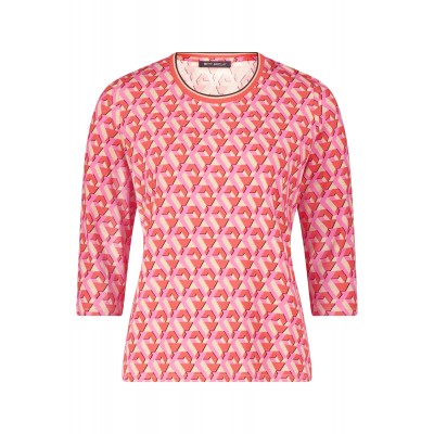 Betty Barclay - 2014 2311 - T-shirt kleine geometrische print roze rood beige.