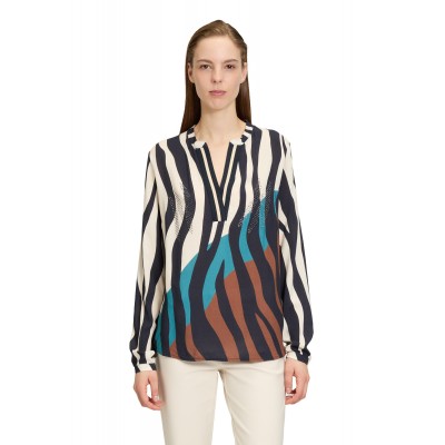 Betty barclay - 8735 2863 Bloes zebra print zwart ecru bruin en blauw.