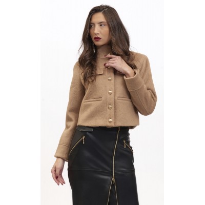 Koralline - AI26-411 Kort los zacht beige jasje. Koralline - AI26-411 Kort los zacht beige jasje.