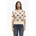 Koralline - AI26-669 Maglia Trui korte mouwen ruitenpatroon roze-wit. Koralline - AI26-669 Maglia Trui korte mouwen ruitenpatroon roze-wit.