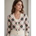 Koralline - AI26-670 Gilet ruitenprint ecru grijs roze.