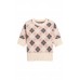 Koralline - AI26-669 Maglia Trui korte mouwen ruitenpatroon roze-wit. Koralline - AI26-669 Maglia Trui korte mouwen ruitenpatroon roze-wit.