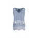 Marccain Sports - JS 61 19 W84 - Losse top jeans blauw  met witte kant.