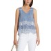 Marccain Sports - JS 61 19 W84 - Losse top jeans blauw  met witte kant.