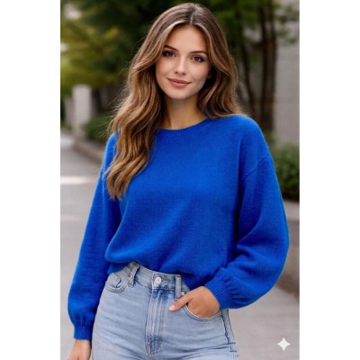 Mika elles - 22220 2196- Losse warme trui in hoog blauw.