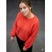 Mika elles - 22220 2045 - Losse warme trui in koraal rood.