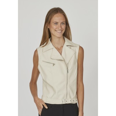 Sister Point - Daza-ve Ecru bodywarmer in mooi nep-leer.