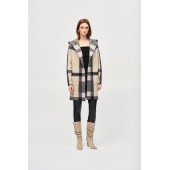 Joseph Ribkoff - 243925 Half lange gilet beige zwarte ruiten.