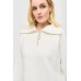 Joseph Ribkoff - 243954 Losse ecru pull rolkraag met rits.