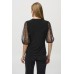 Joseph Ribkoff - 244189 Zwarte stretch bloes mesh mouwen.