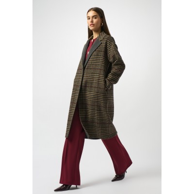 Joseph Ribkoff - 253946 Mantel met ruiten beige zwart bordeaux