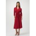Joseph Ribkoff - 254127 Half lang rood stretch kleed zwierige rok.