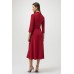 Joseph Ribkoff - 254127 Half lang rood stretch kleed zwierige rok.