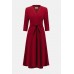 Joseph Ribkoff - 254127 Half lang rood stretch kleed zwierige rok.