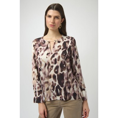 Joseph Ribkoff - 254166 losse bloes luipaardprint. Joseph Ribkoff - 254166 losse bloes luipaardprint.