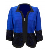 Joseph Ribkoff - 143423 Jacket hoogblauw zwarte kant