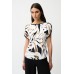 Joseph Ribkoff - 261162 losse bloes print wit zwart bruin geel.