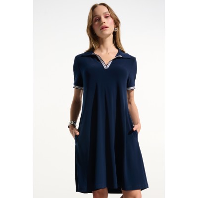 Joseph Ribkoff - 261614 sportief kort blauw polo kleedje.