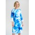 Joseph Ribkoff - 261728 Los kleed print wit blauw 3/4 mouwen.
