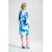 Joseph Ribkoff - 261728 Los kleed print wit blauw 3/4 mouwen.