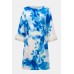 Joseph Ribkoff - 261728 Los kleed print wit blauw 3/4 mouwen.