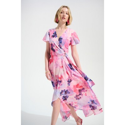 Joseph Ribkoff - 261739 Half lang kleed cash coeur roze blauw print.