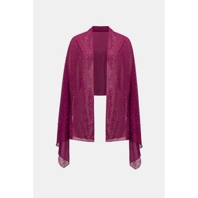 Joseph Ribkoff - 261755F26 Voile sjaal in berry met strass en parels Joseph Ribkoff - 261755F26 Voile sjaal in berry met strass en parels