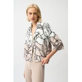 Joseph Ribkoff - 261908 eco leder jasje print beige zwart wit.