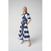 Joseph Ribkoff - 2612936 Half lang hemdkleed wit jeans gestreept.