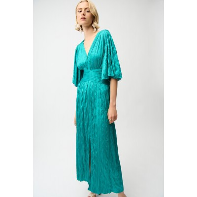 Joseph Ribkoff - 261962 Lang kleed korte mouwen turquoise.
