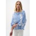 Joseph Ribkoff - 262067 Losse bloes wit blauw streepjes bloemen print.
