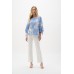 Joseph Ribkoff - 262067 Losse bloes wit blauw streepjes bloemen print.