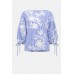 Joseph Ribkoff - 262067 Losse bloes wit blauw streepjes bloemen print.