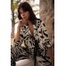 Joseph Ribkoff - 262193 Luchtige bloes print ecru donker bruin zwart.