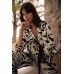 Joseph Ribkoff - 262193 Luchtige bloes print ecru donker bruin zwart.
