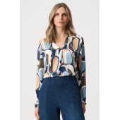 Joseph Ribkoff - 263071 Losse bloes print beige blauw zwart bruin.