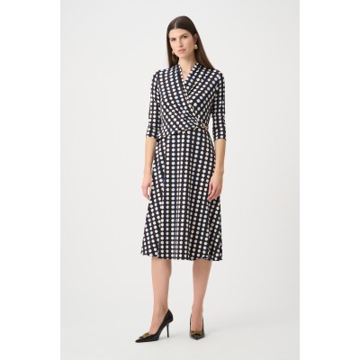 Joseph Ribkoff - 263077 Half lang stretch kleed bolletjes print. Joseph Ribkoff - 263077 Half lang stretch kleed bolletjes print.