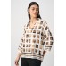 Joseph Ribkoff - 263088 losse bloes print beige bruin grijs. Joseph Ribkoff - 263088 losse bloes print beige bruin grijs.
