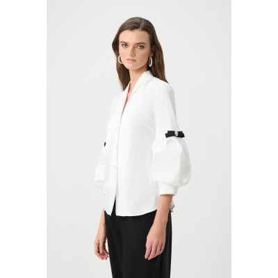 Joseph Ribkoff - 263744 Witte bloes poefmouw zwarte strik.