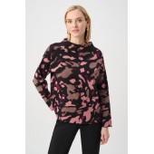 Joseph Ribkoff - 263930 Losse warme trui print zwart bordeaux bruin.