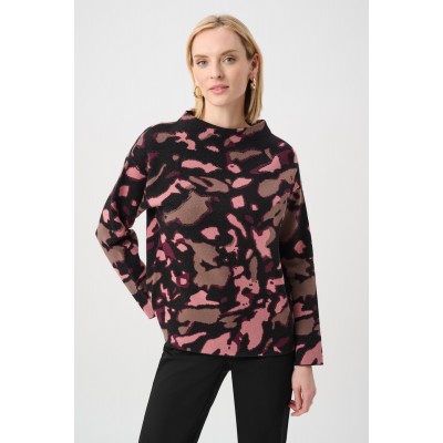 Joseph Ribkoff - 263930 Losse warme trui print zwart bordeaux bruin. Joseph Ribkoff - 263930 Losse warme trui print zwart bordeaux bruin.