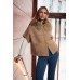 Joseph Ribkoff - 263949 Losse cape jasje beige met pelsje.