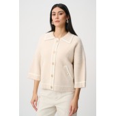 Joseph Ribkoff - 263950 Zachte losse gilet beige ecru randje.