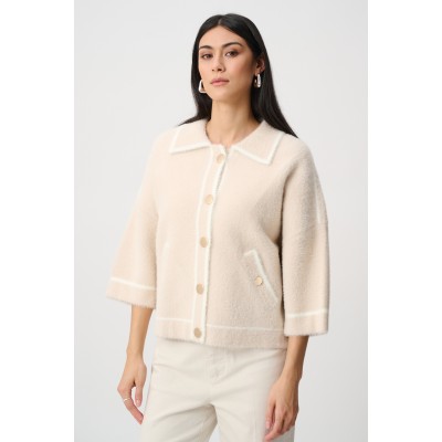 Joseph Ribkoff - 263950 Zachte losse gilet beige ecru randje. Joseph Ribkoff - 263950 Zachte losse gilet beige ecru randje.