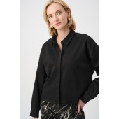 Joseph Ribkoff - 263965 Zwart kort jeans hemd strass.