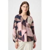 Joseph Ribkoff - 264197 Losse bloes beige bruin roze print.