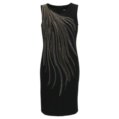 Joseph Ribkoff - 191005 Zwart kleed met strass zilver-goud Joseph Ribkoff - 191005 Zwart kleed met strass zilver-goud