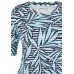 Rabe - 52-123355 T-Shirt Turquoise wit streepjes blauwe print.