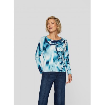 Rabe - 53-113600 Lichte pull print licht blauw donker blauw.