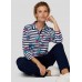 Rabe - 53-113353 Polo wit blauw streep met bloemen.